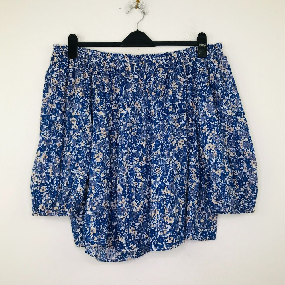 Matilda Jane Good Hart Womens XL Blouse Blue Canyon Floral Off Shoulder NWT BK27